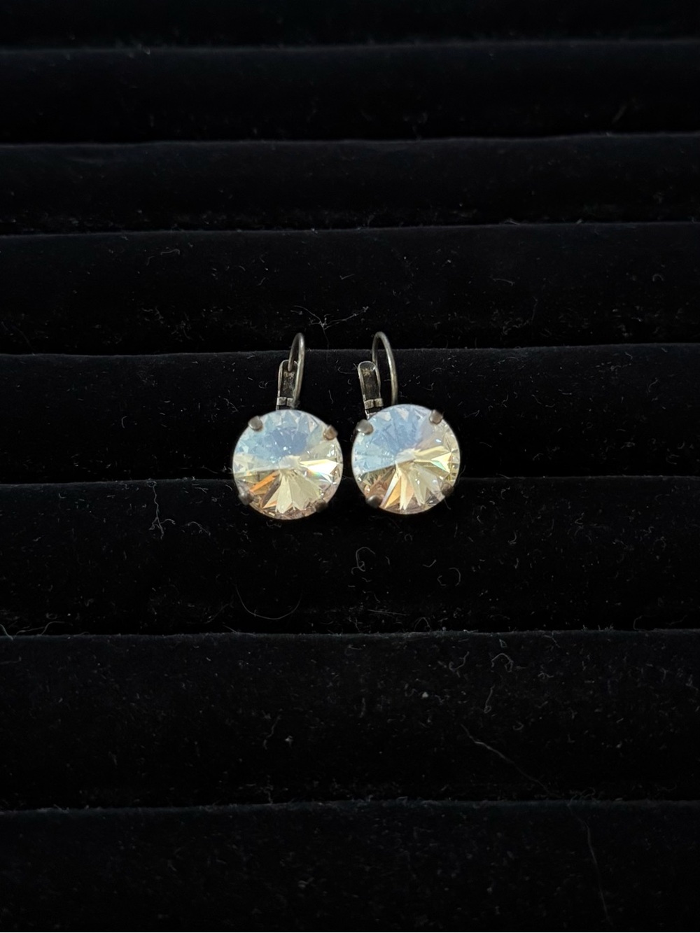 Crystal Round Drop Earrings in Aurora Borealis